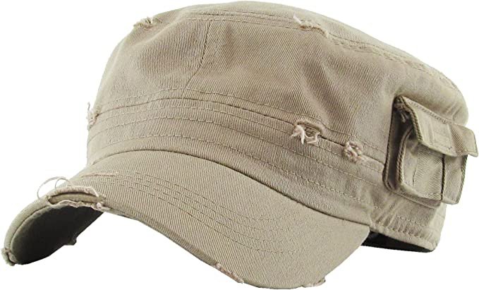 KBK-1465 OLV M Vintage Distressed Cadet Army Cap Basic Everyday Military Style Hat at Amazon Men’s Clothing store