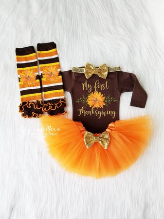 1st Thanksgiving Girls Outfit 1st birthday fall girl outfit | Etsy