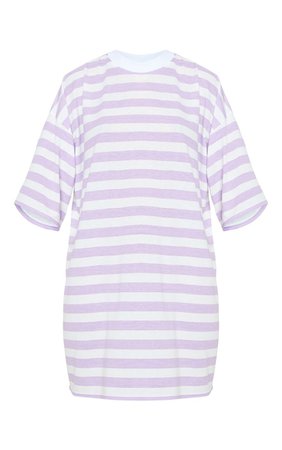 Lilac Stripe Oversized Boyfriend T Shirt Dress | PrettyLittleThing USA