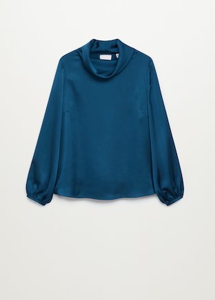 High collar satin blouse - Women | Mango USA