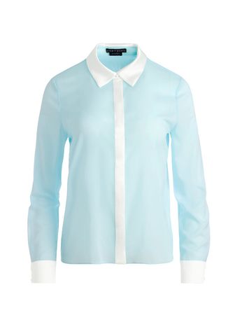 Willa Combination Placket Top In Julep/off White | Alice And Olivia