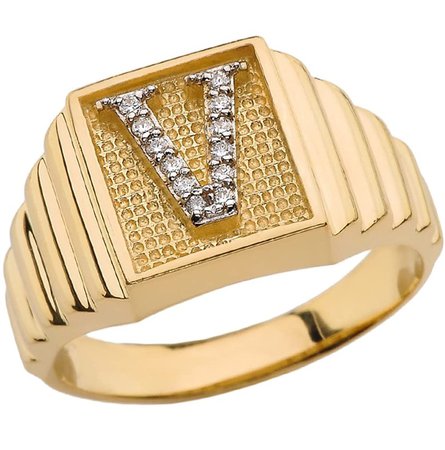 Initial ‘V’ Gold Ring