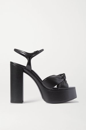 Black Bianca knotted leather platform sandals | SAINT LAURENT | NET-A-PORTER