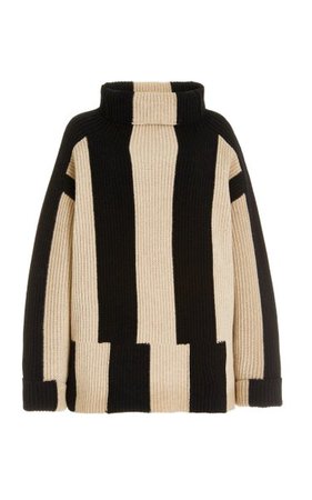 Oversized Striped Ribbed-Knit Wool Turtleneck Sweater By Joseph | Moda Operandi