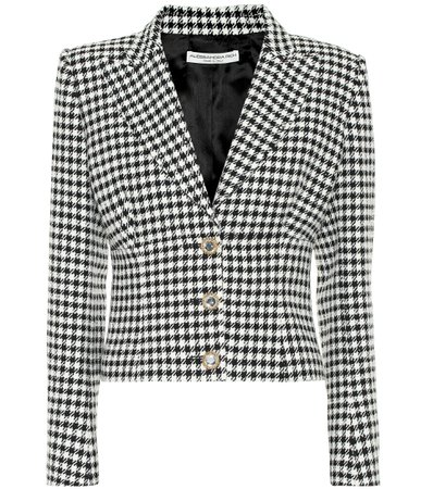 Alessandra Rich Embellished houndstooth tweed blazer