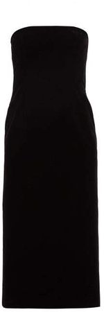 Strapless Velvet Midi Dress - Womens - Black