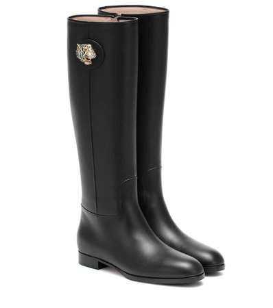 Gucci - Leather knee-high boots | Mytheresa