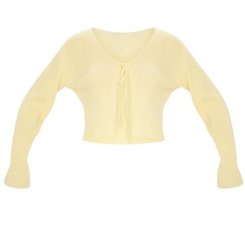 yellow ribbed front tie cardigan