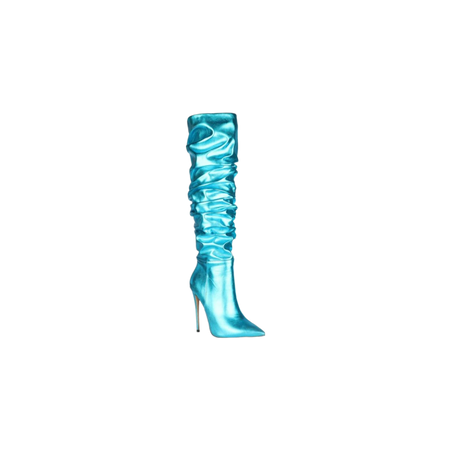 teal metallic boots