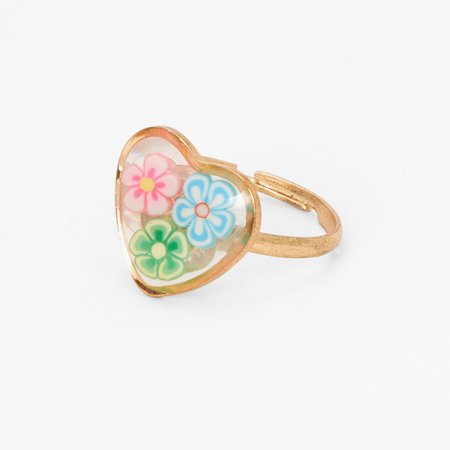 Rose Gold Flowers Heart-Shaped Ring | Claire's
