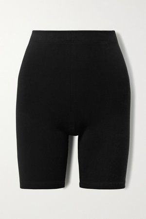 Black Printed stretch-cotton jersey shorts | Sporty & Rich | NET-A-PORTER