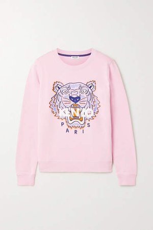 Embroidered Cotton-jersey Sweatshirt - Pastel pink