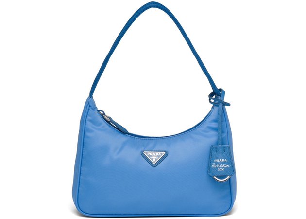 blue Prada bag