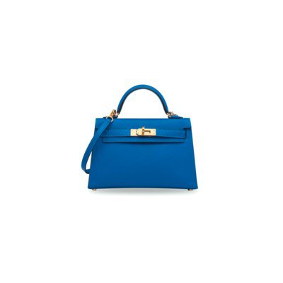 A BLEU HYDRA CHÈVRE LEATHER MINI KELLY 20 II WITH GOLD HARDWARE | HERMÈS, 2017 | 21st Century, bags | Christie's