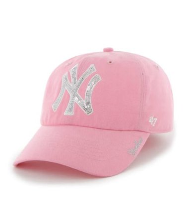 New York Yankees Women's 47 Brand Sparkle Pink Rose Clean Up Adjustable Hat - Detroit Game Gear