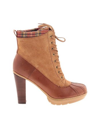Tommy Hilfiger 100% Leather Plaid Brown Ankle Boots Size 9 - 66% off | thredUP