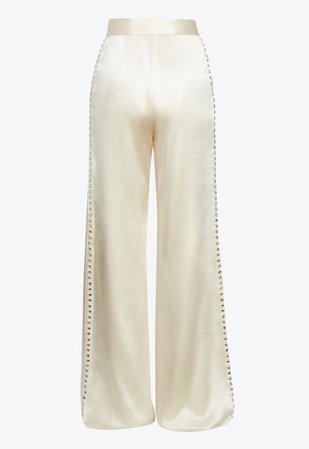 Elton Silk Rhinestone Trouser in Ivory – Stellaire Collection