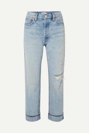 RE/DONE 90s cropped distressed high-rise straight-leg jeans