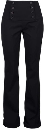 MUZA - Button"Embellished Flared Pants In Black