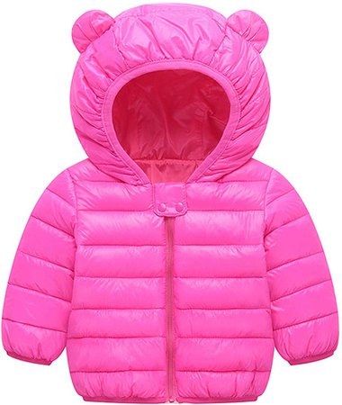 Amazon.com: BSC007 Baby Boys Girls Winter Coats Hoods Light Puffer Down Jacket Outwear Rose Red: Clothing