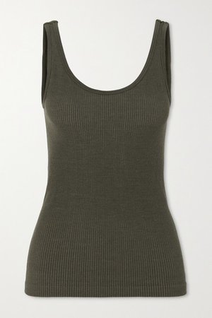 Space For Giants Avika Ribbed Technical Stretch-knit Tank - Army green