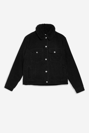 Black Corduroy Borg Jacket - Jackets & Coats - Clothing - Topshop USA
