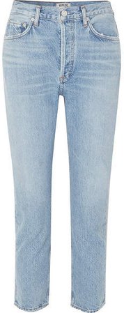 AGOLDE - Riley Cropped Organic High-rise Straight-leg Jeans - Light denim