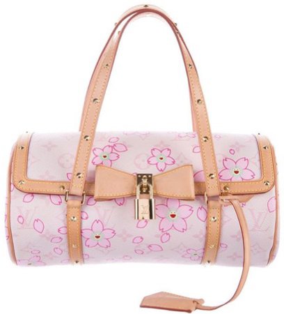 (Tradsey.com) Louis Vuitton Papillon Cherry Blossom Murakami Handbag Pink Monogram Canvas Hobo Bag