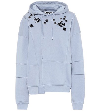Embroidered stretch cotton hoodie