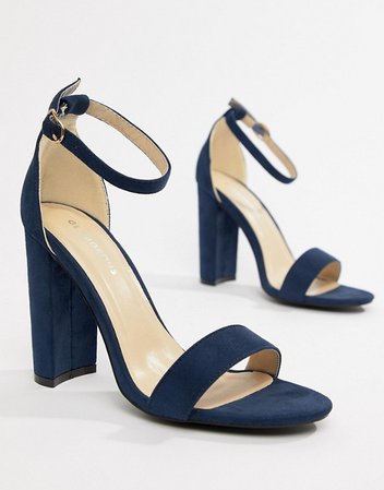 Glamorous Wide Fit Navy Barely There Block Heeled Sandals | ASOS