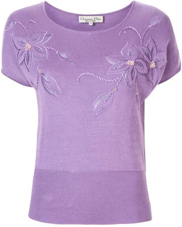 Pre-Owned floral embroidered T-shirt