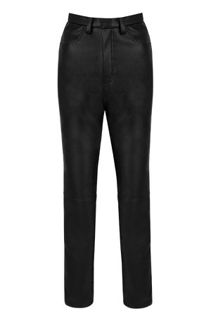 Clothing : Trousers : 'Inaya' Black Stretch Vegan Leather Trousers
