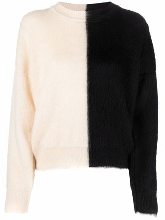 Saint Laurent colour-block brushed jumper