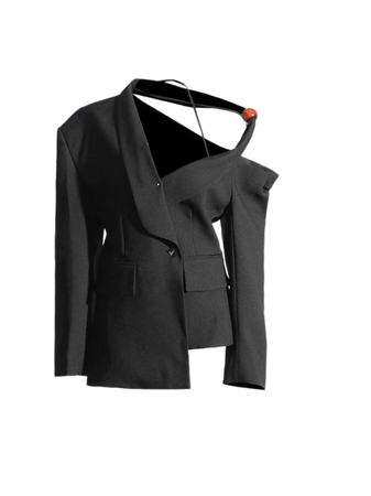 black asymmetrical blazer top deconstructed dress