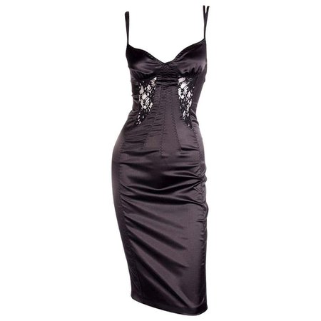 *clipped by @luci-her* Dolce and Gabbana D&G Vintage 90s Satin and Lace Bustier Corset Dress at 1stDibs