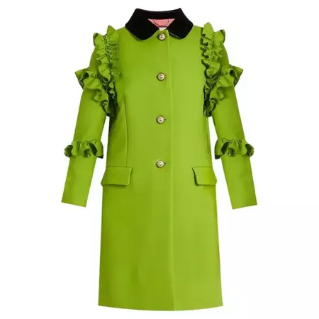 Gucci Silk and Wool Ruffle Trim Coat For Sale at 1stDibs