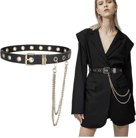Black and Gold Studded Belt with chain
