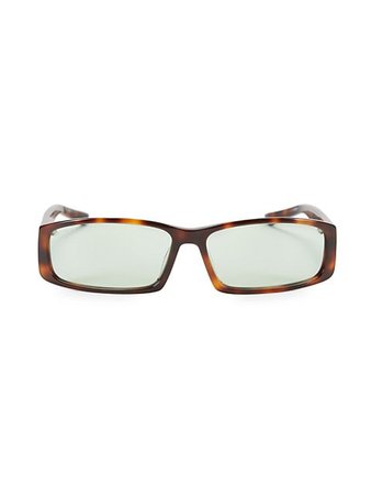 Balenciaga 60MM Tortoise Shell Narrow Rectangular Sunglasses | SaksFifthAvenue