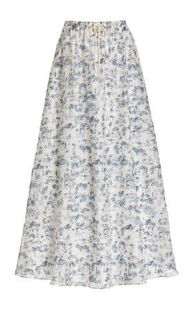 white and blue floral skirt