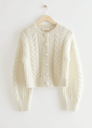& OTHER STORIES Cropped Cable Knit Cardigan