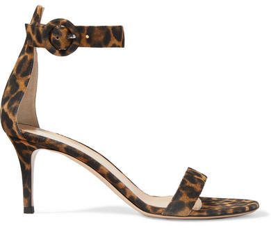 Portofino 70 Leopard-print Suede Sandals - Leopard print