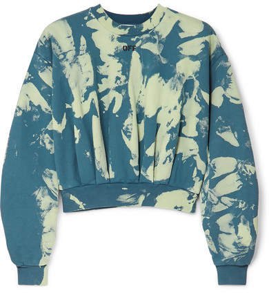 Cropped Tie-dyed Cotton-jersey Sweatshirt - Green