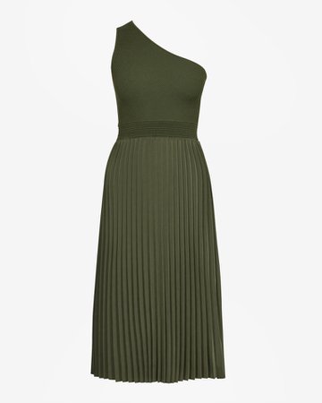 Asymmetric knitted midi dress - Khaki | Dresses | Ted Baker UK