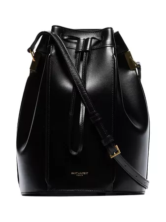 Saint Laurent Black Talita Medium Drawstring Leather Bucket Bag - Farfetch