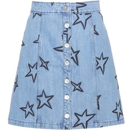 Être Cécile Star-Embroidered Denim Miniskirt ($200)