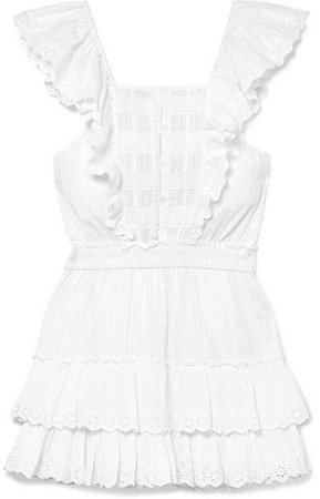 Margaret Ruffled Broderie Anglaise Cotton Mini Dress - White