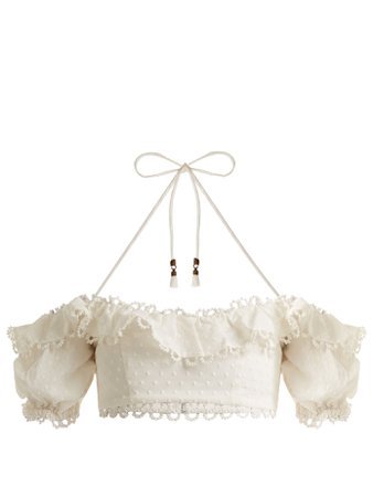 Zimmermann Melody off-the-shoulder cropped top