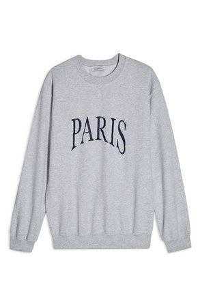 Topshop Paris Embroidered Oversize Sweatshirt | Nordstrom