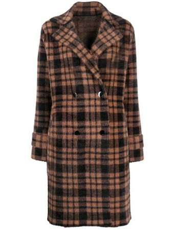 Shop brown & black Pinko double breasted plaid coat with Express Delivery - Farfetch