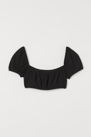 Off-the-shoulder Crop Top - Black - Ladies | H&M US